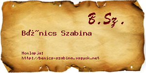 Bénics Szabina névjegykártya